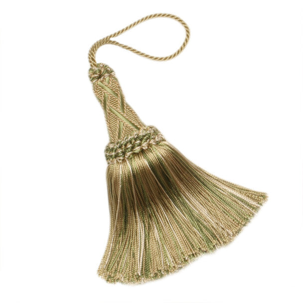 5 1/2" Orsay Silk Key Tassel - Celadon / Cream