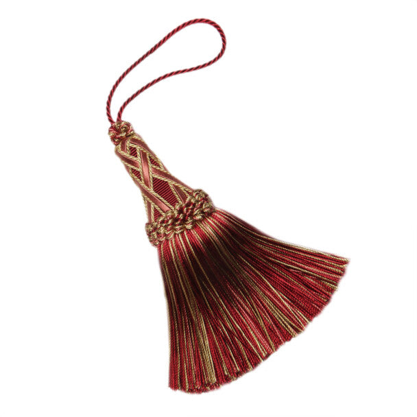 5 1/2" Orsay Silk Key Tassel - Cherry / Coral / Gold