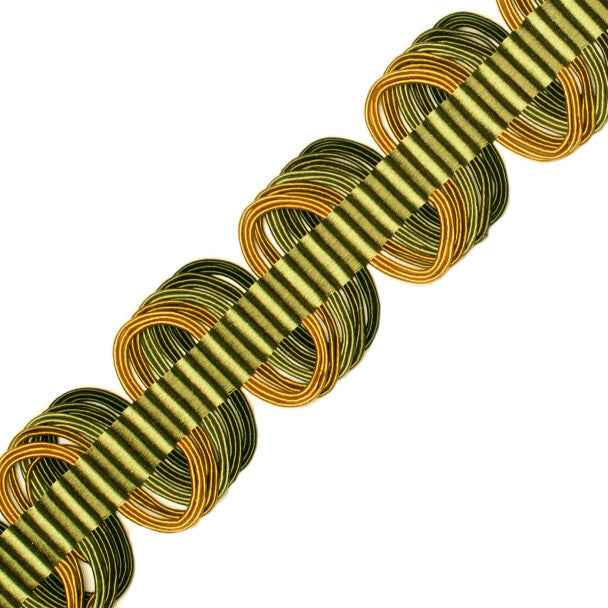 1 7/8" Orsay Silk Woven Crete - Spring Greens / Gold