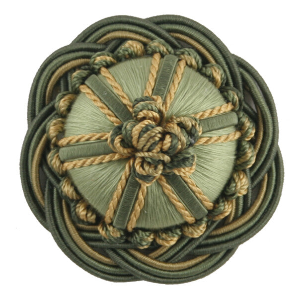 2" Orsay Silk Rosette - Spring Greens / Gold