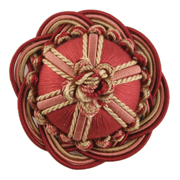 2" Orsay Silk Rosette - Cherry / Coral / Gold