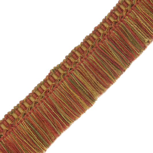 1.5" Delices Brush Fringe - Crimson / Forest / Gold