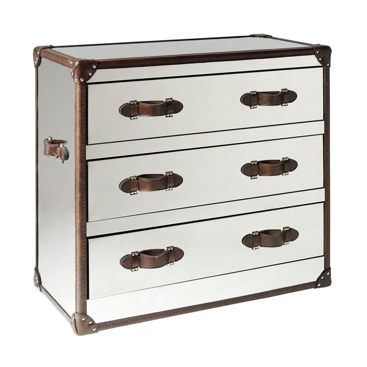 Andrew Martin Howard Chest of Drawers Steel & Leather