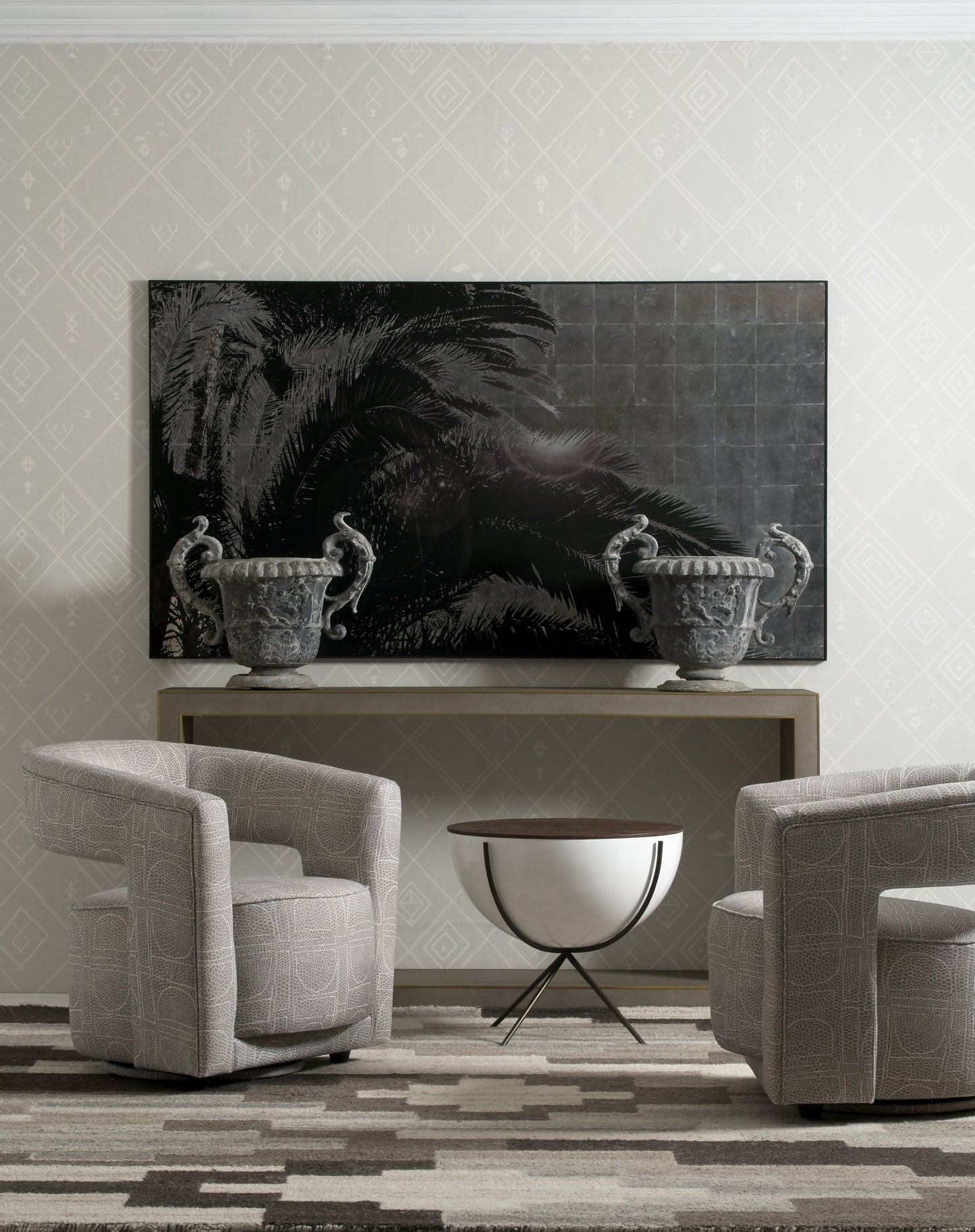 Andrew Martin Madison Custom Swivel Chair in Curzon Storm lifestyle