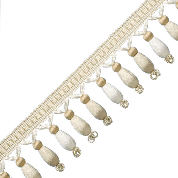 Normandy Silk Beaded Fringe - Ivory