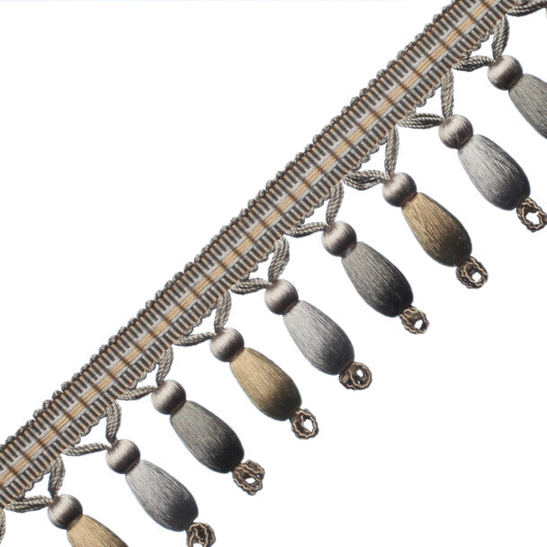 Normandy Silk Beaded Fringe - Gris