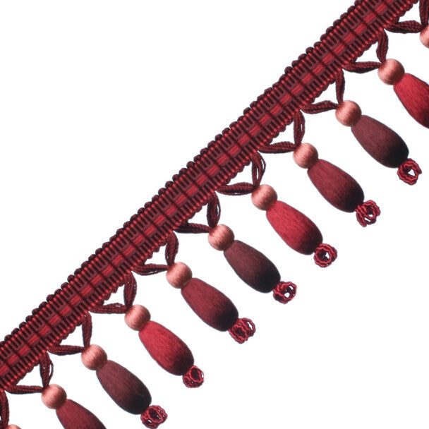 Normandy Silk Beaded Fringe - Rouge