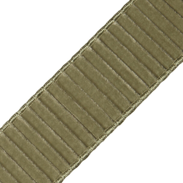 2" Chloe Pleated Velvet Border - Khaki