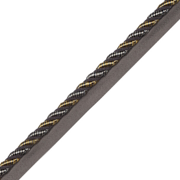 3/8" Aurelia Cord with Tape - Charcoal / Citron