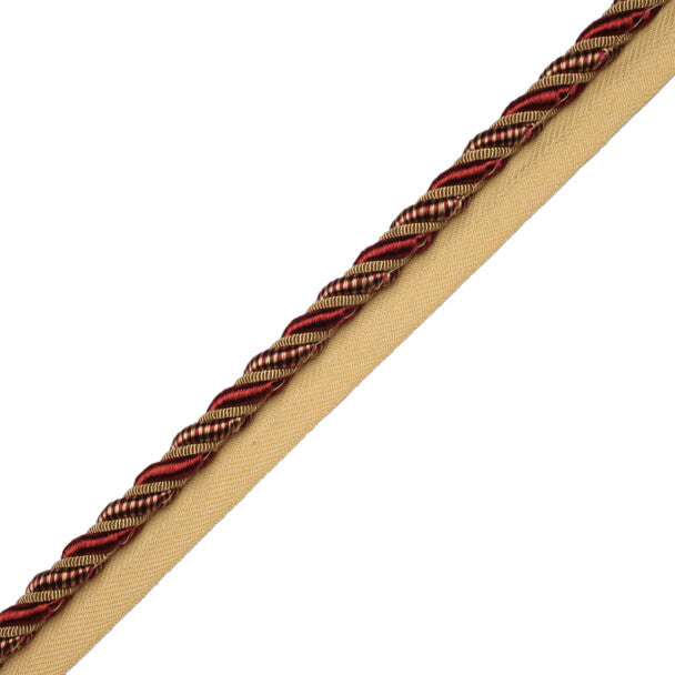 3/8" Aurelia Cord with Tape - Bordeaux / Gold