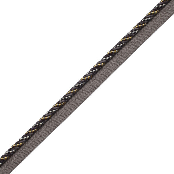 1/4" Aurelia Cord with Tape - Charcoal / Citron