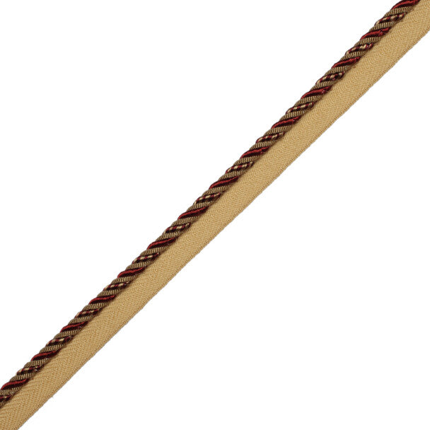 1/4" Aurelia Cord with Tape - Bordeaux / Gold
