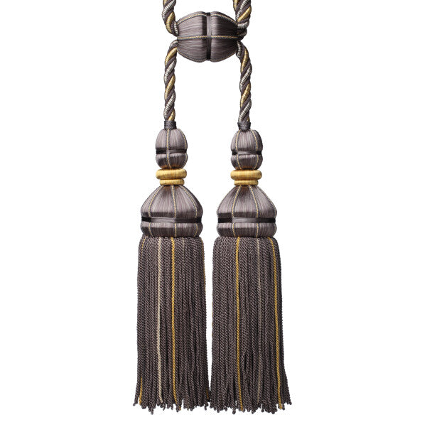 Aurelia Double Tassel Tieback - Charcoal / Citron