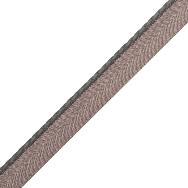 Braided Leather Cord with Tape - Steel