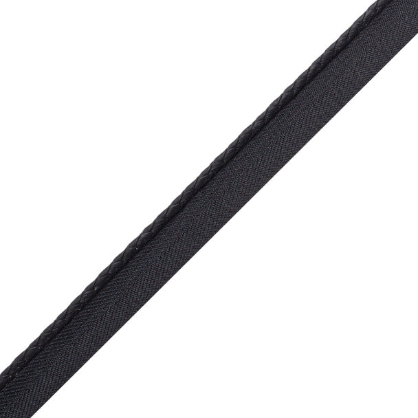 Braided Leather Cord with Tape - Coal