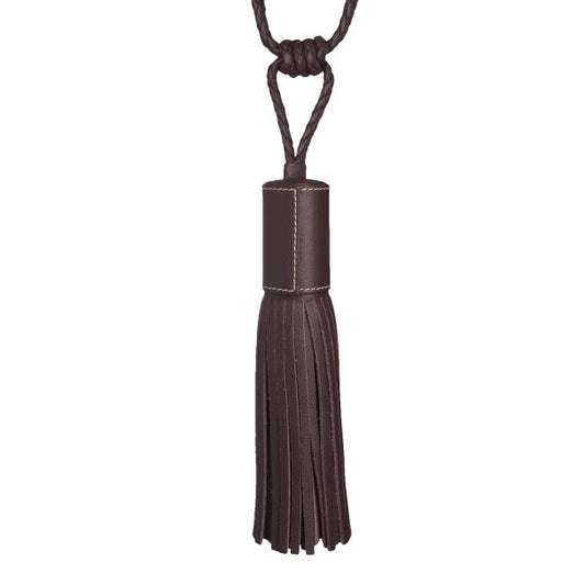 Toscana Leather Tassel Tieback - Black Bean