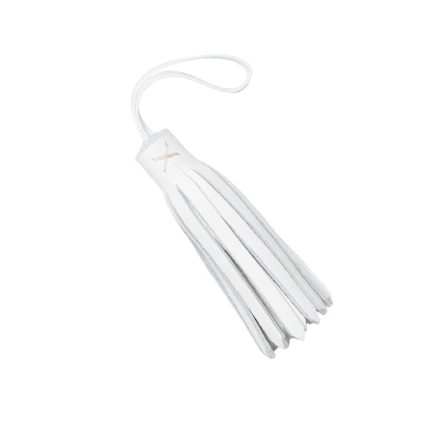 Toscana Leather Key Tassel - Arctic White