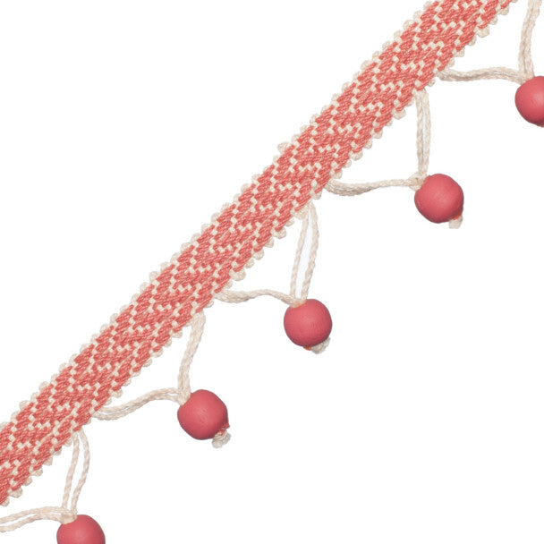 Seychelles Wood Bead Fringe - Coral
