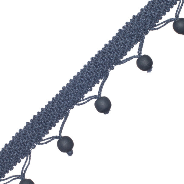 Seychelles Wood Bead Fringe - Navy
