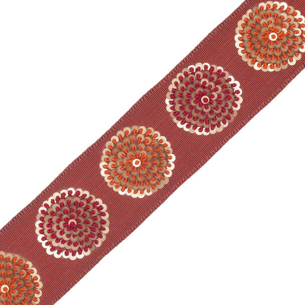 Astra Embroidered Border - Rhubarb