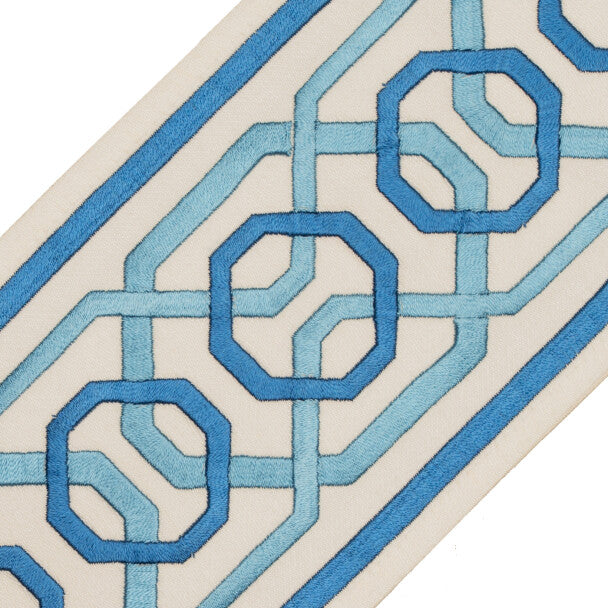 Odori Embroidered Border - Blue Heron