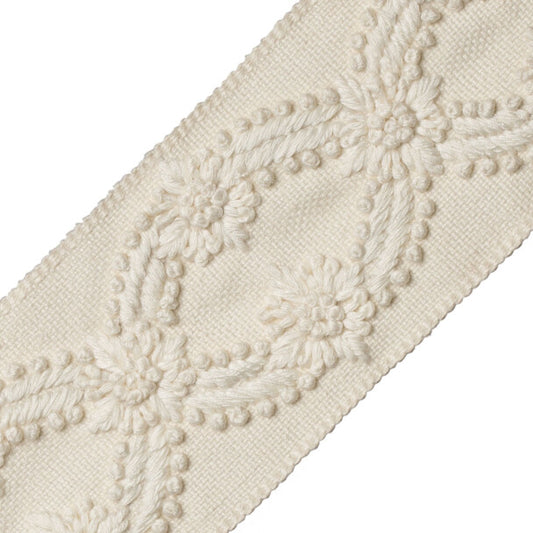 Elise Embroidered Border - Alabaster