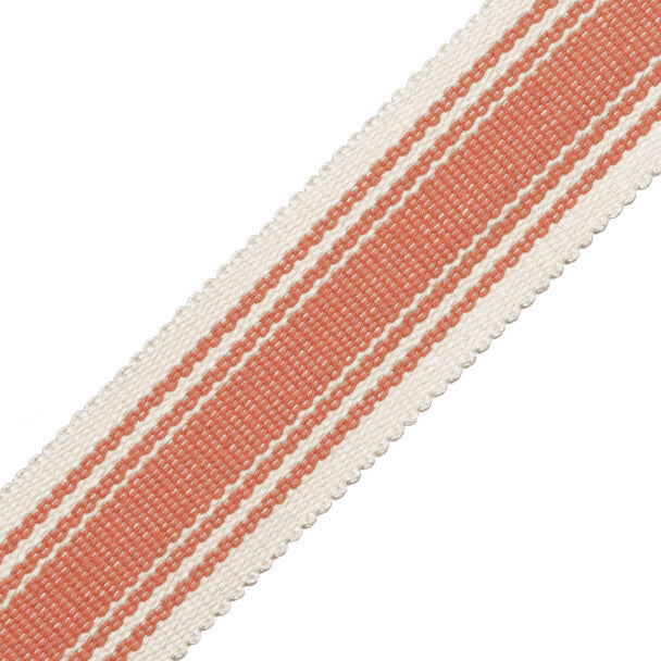 Sorrento Cotton Striped Border - Coral