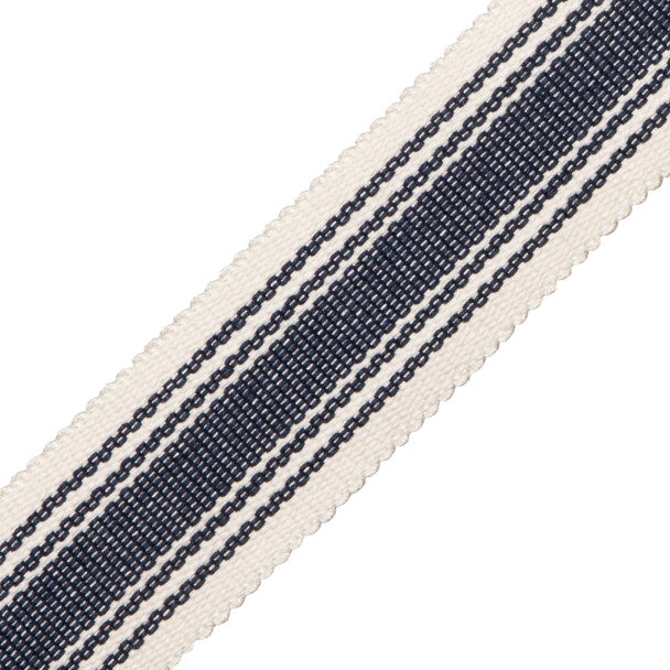 Sorrento Cotton Striped Border - Indigo