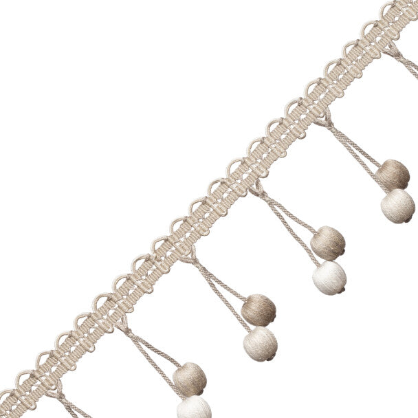 Veranda Linen Beaded Fringe - Silver Birch