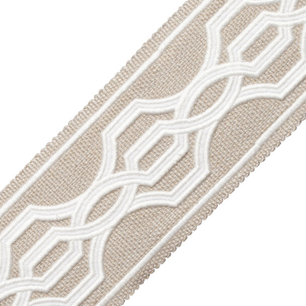 Veranda Linen Appliqué Border - Pebble