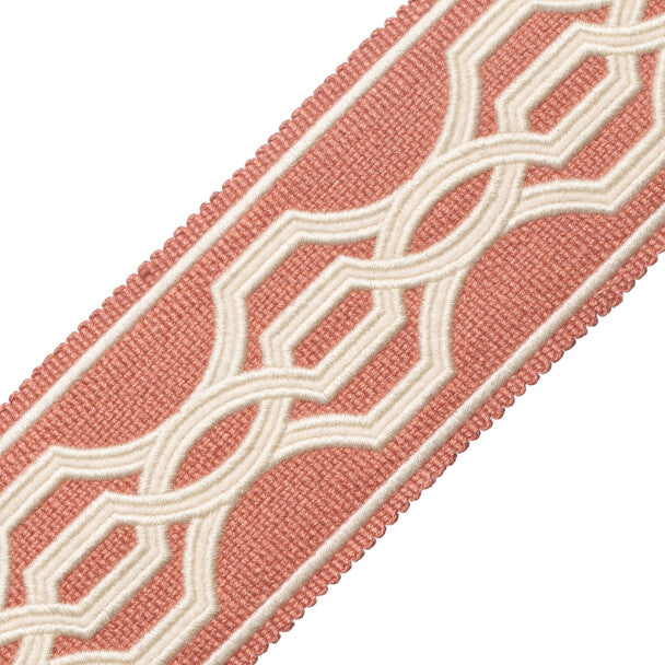 Veranda Linen Appliqué Border - Antique Coral