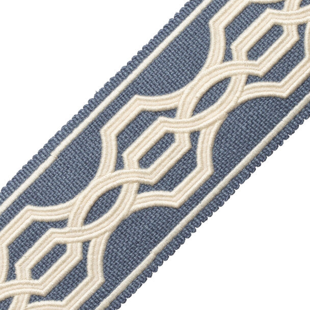 Veranda Linen Appliqué Border - Hyacinth