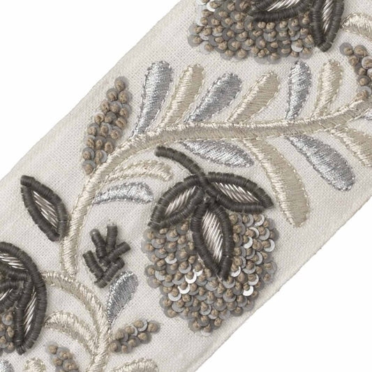 Solstice Embroidered Border - Titanium
