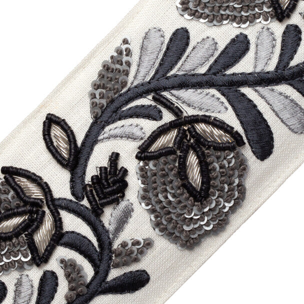 Solstice Embroidered Border - Obsidian