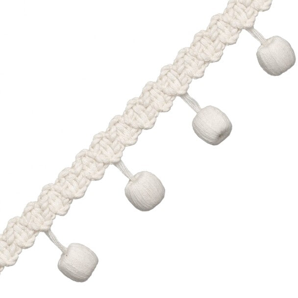Bali Cotton Beaded Fringe - Cream