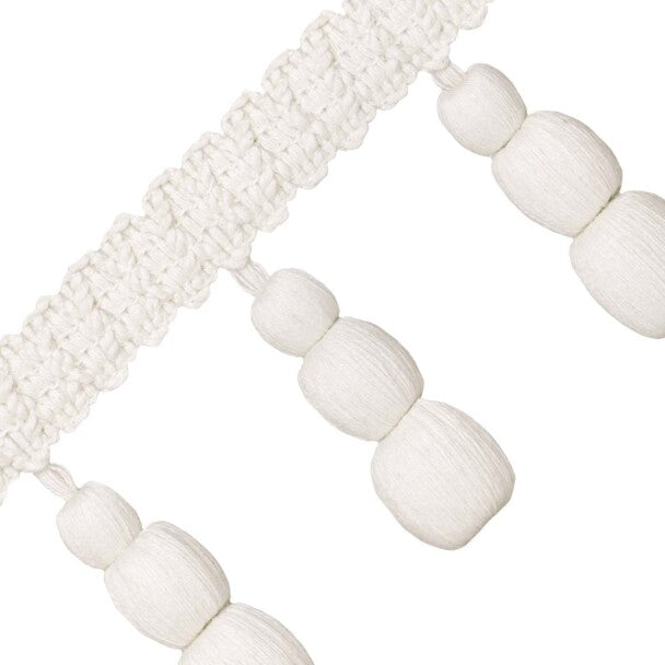 Bali Cotton Triple Beaded Fringe - Cream