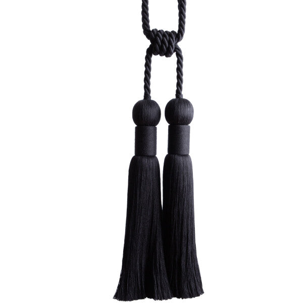 Bali Linen Double Tassel Tieback - Onyx