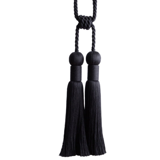 Bali Linen Double Tassel Tieback - Onyx