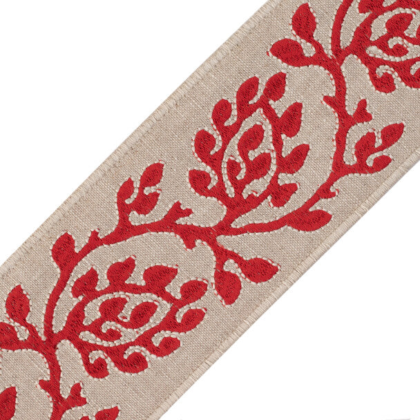 Mare Embroidered Border - Crimson