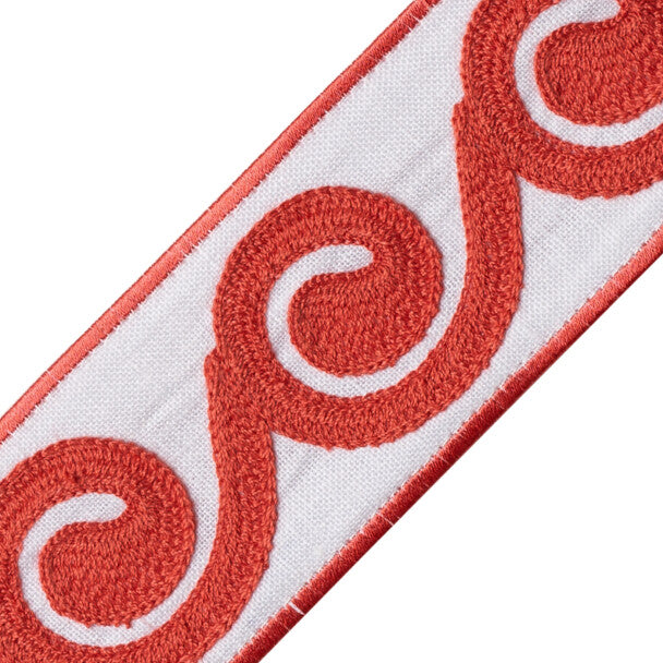 Maui Embroidered Border - Coral