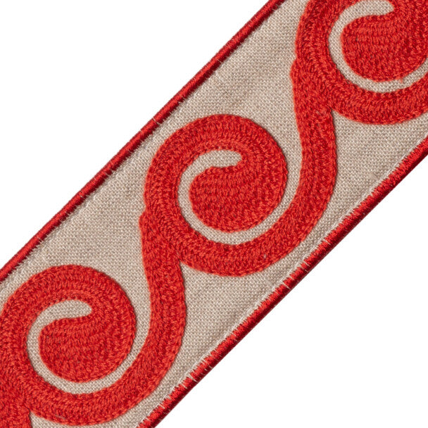 Maui Embroidered Border - Crimson