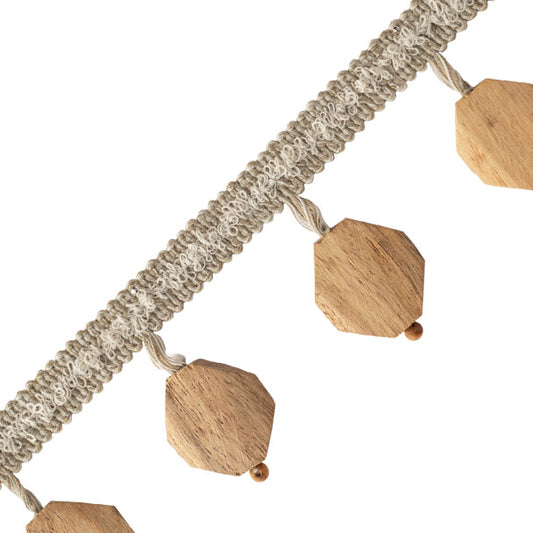 Terrace Acacia Wood Bead Fringe - Flax