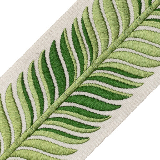 Treillage Embroidered Border - Emerald