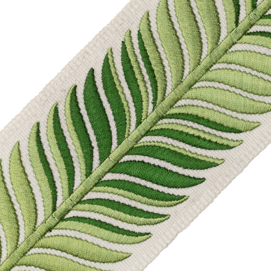 Treillage Embroidered Border - Emerald