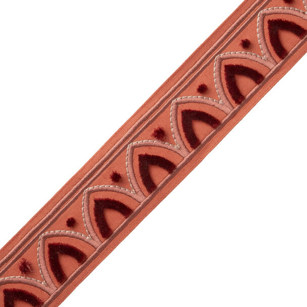 Alessia Velvet Border - Coral