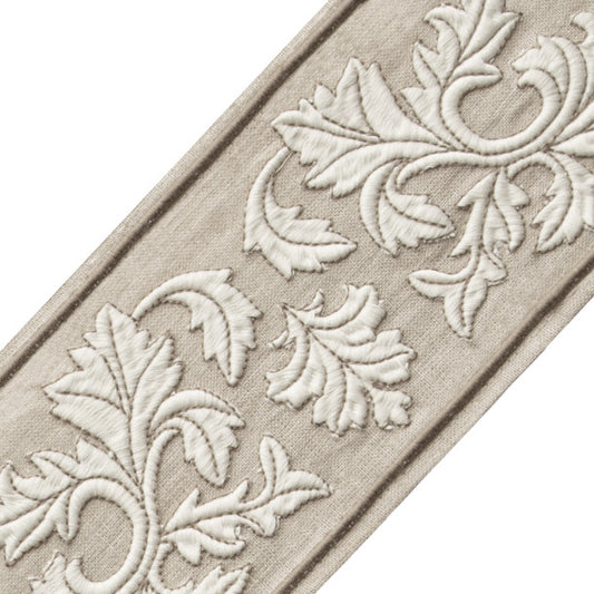 Dorset Embroidered Border - Oyster