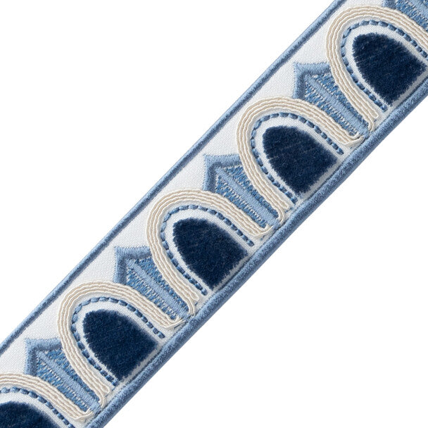 Dorian Velvet Border - Azure