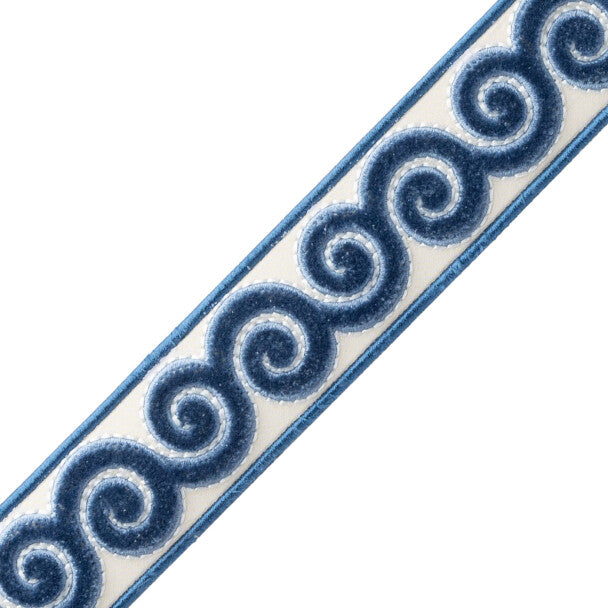 Linora Velvet Border - Sea Blue
