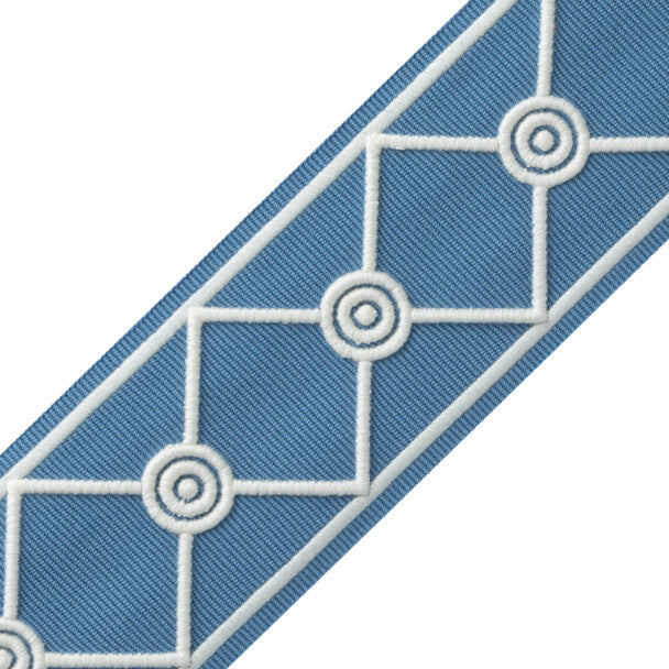 MDS Embroidered Lattice Border - Wedgewood