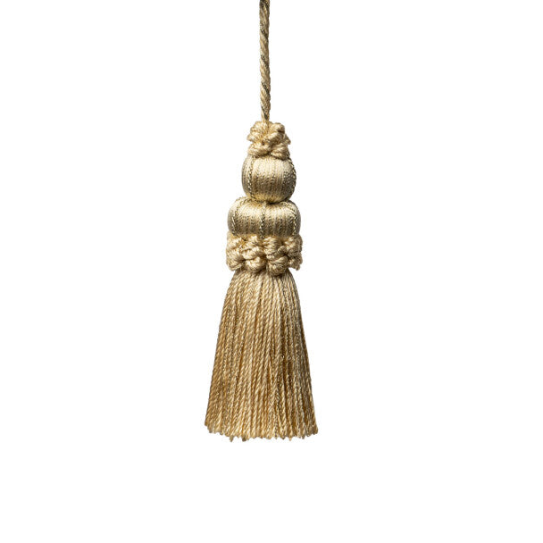 3" Le Jardin Silk Metallic Key Tassel - Platinum